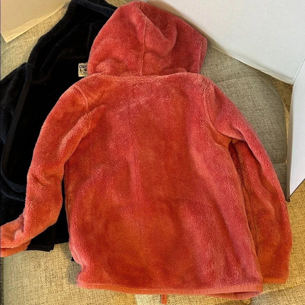 OSHKOSH B’GOSH TWO HOODIES FLEESE FULL ZIP PLUSH JACKETS FOR CHILDREN SZ 8